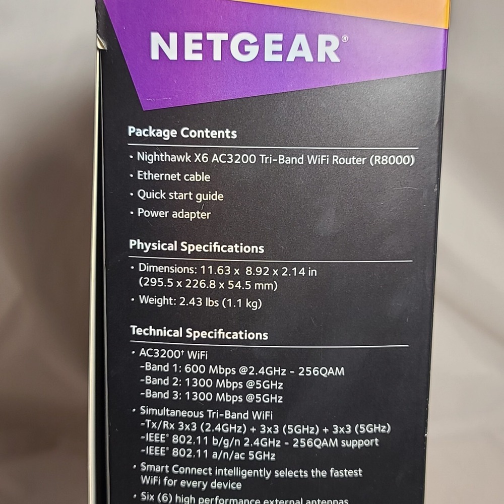 NETGEAR Nighthawk X6 AC3200 Tri-Band WiFi Router Model R8000 Pre-owned - Picture 14 of 16